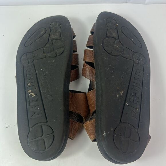 Mephisto Sam Brown Leather Men's Sandals - Picture 12 of 15